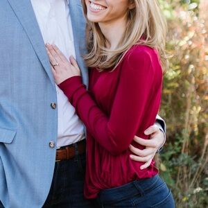 Anthropologie Red Drape Front Blouse